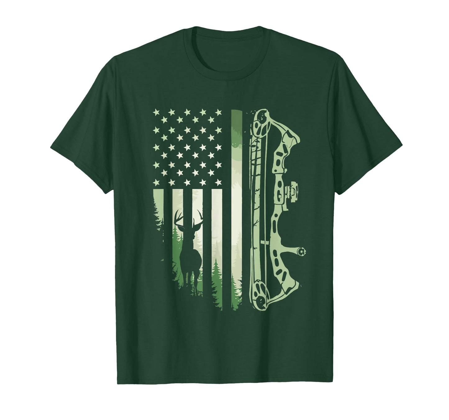 Patriotic Bowhunting USA Flag Bow Archery Deer Hunting Wild T-Shirt