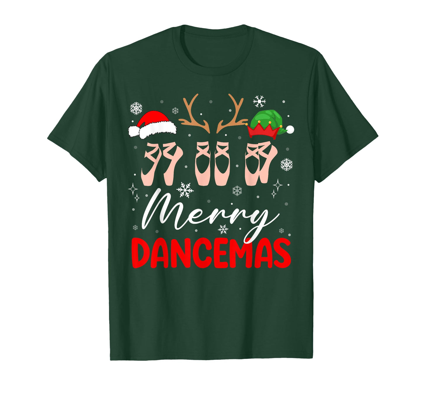 Merry Dancemas Christmas Ballet Shoes Ballerina Dancing Girl T-Shirt