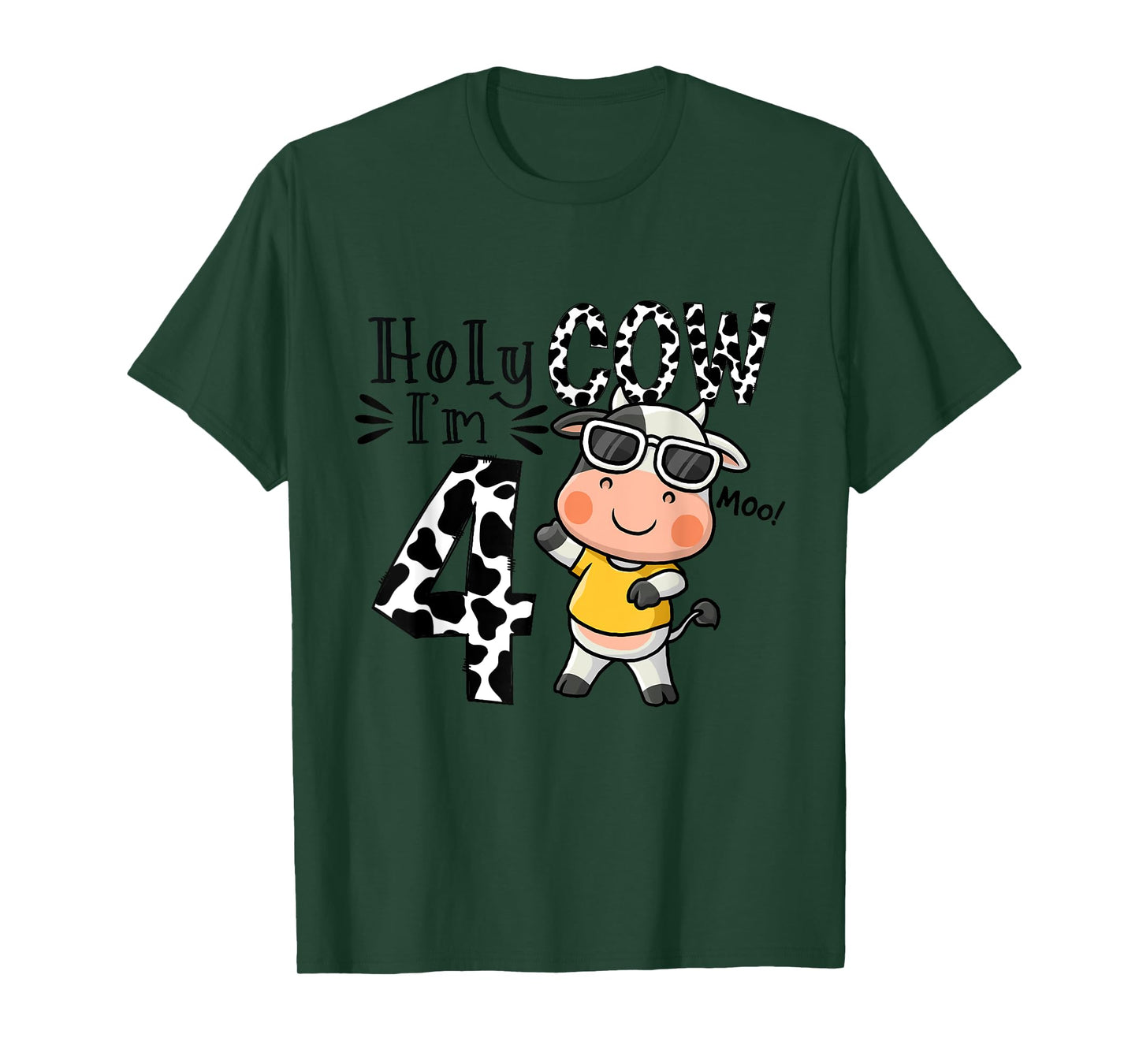 Cute 4th Cow Farm Animals Bday Holy Cow I'm 4 Birthday Boy T-Shirt