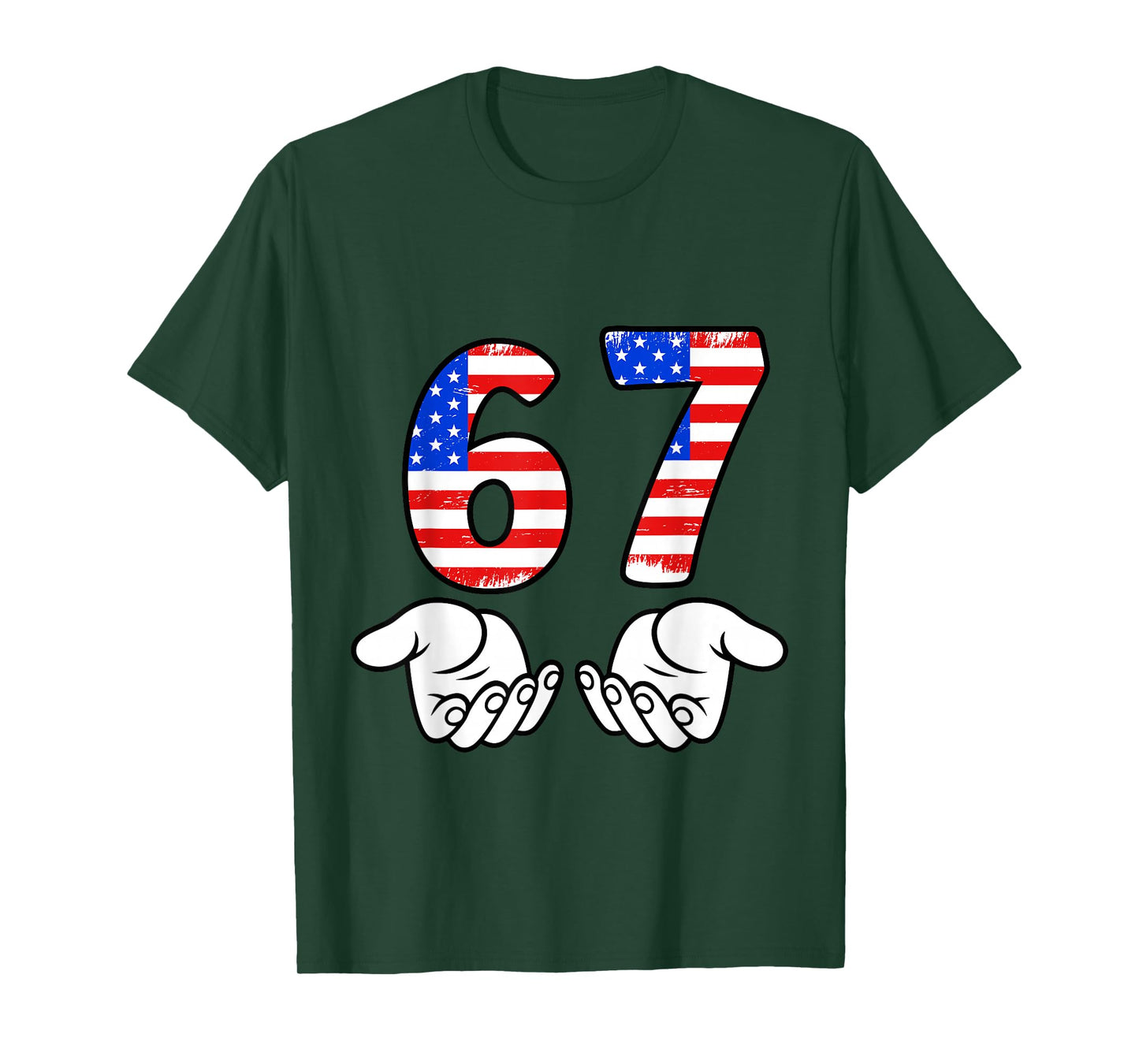 USA Flag Six Seven 6 7 Meme Gen Alpha Slang 6 7 Hands Funny T-Shirt