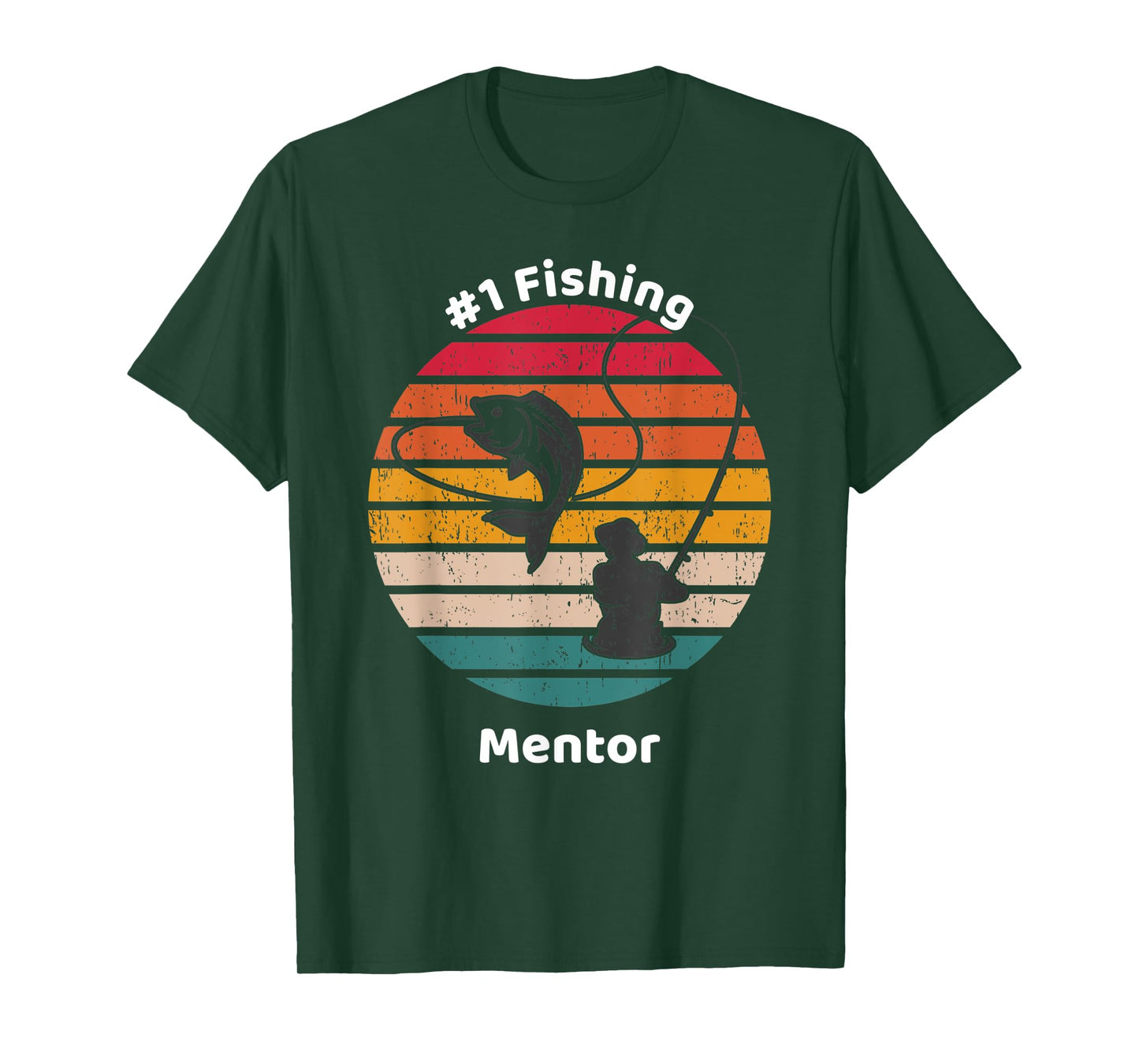 #1 Fishing Mentor Graphic Fisherman Fathers Day Gift T-Shirt