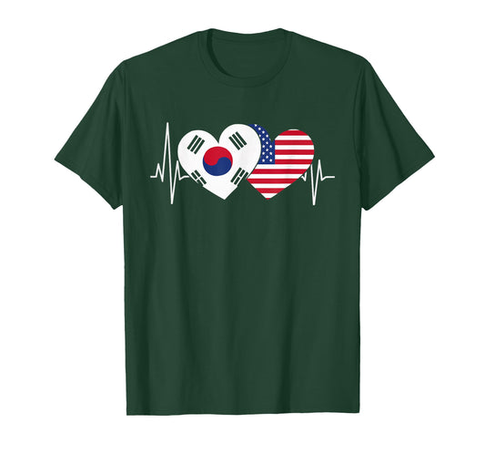 Half American Half Korean USA Flag South Korea America T-Shirt