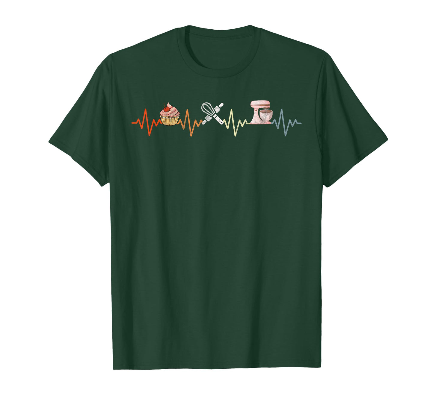 Baking Heartbeat Retro funny Pastry Baker Chef Cooking Lover T-Shirt