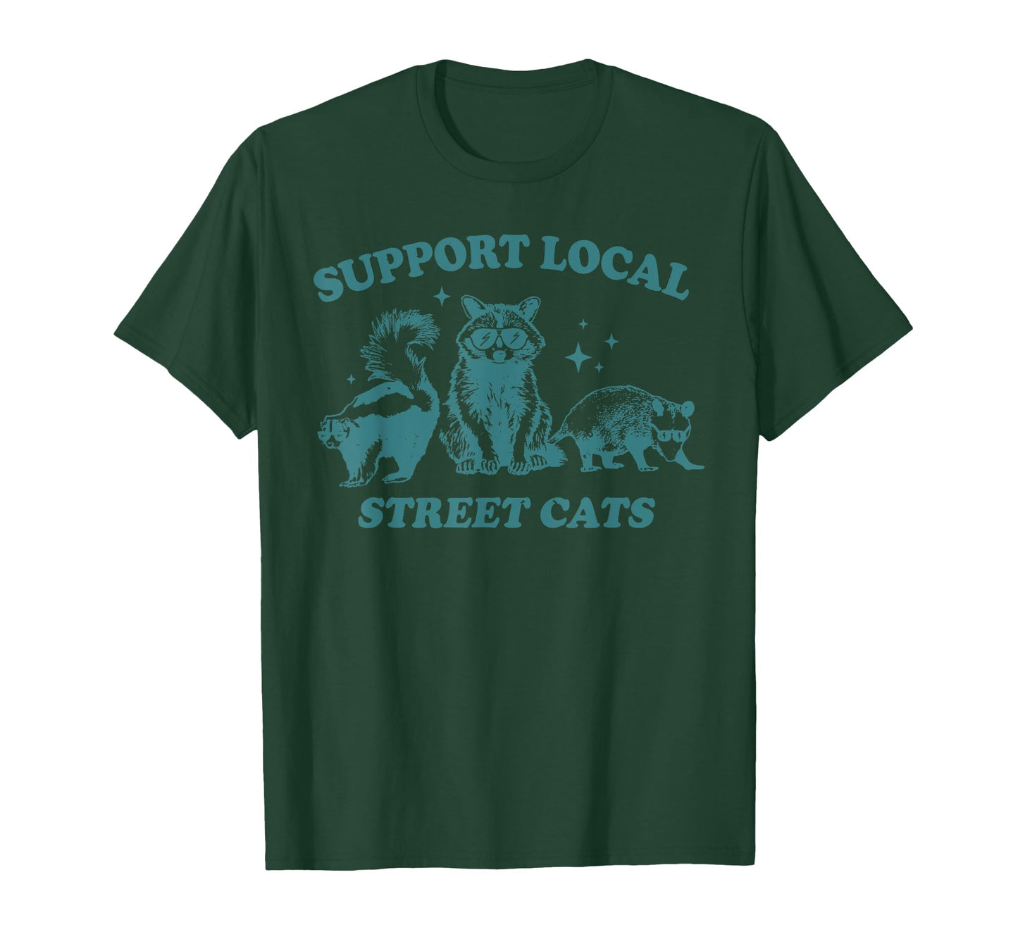 Support-Local-Street-Cat Funny Vintage Raccoon Opossum Skunk T-Shirt for Men Women