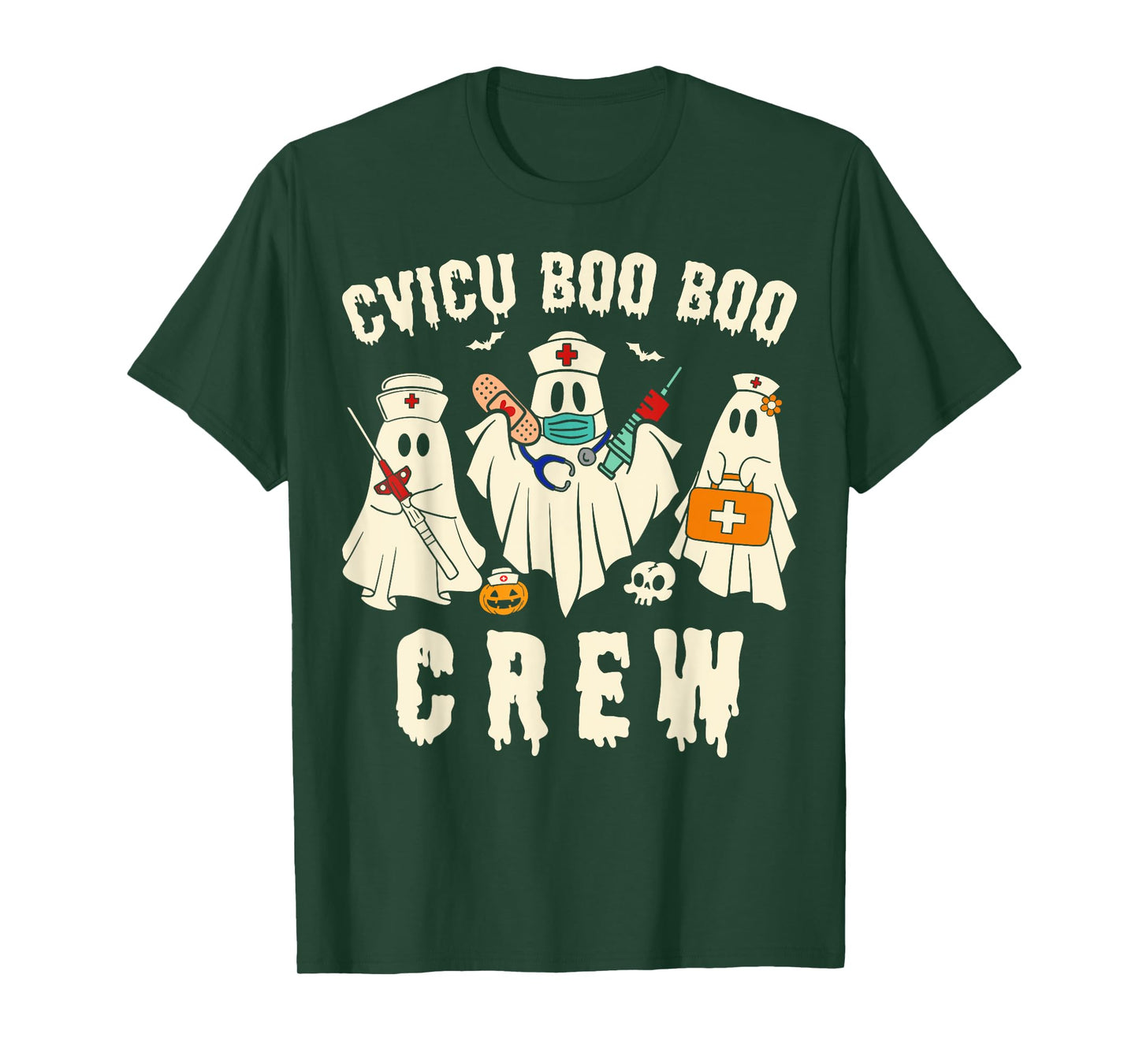 CVICU Boo Crew Nurse Costume Halloween Nurse for Women T-Shirt