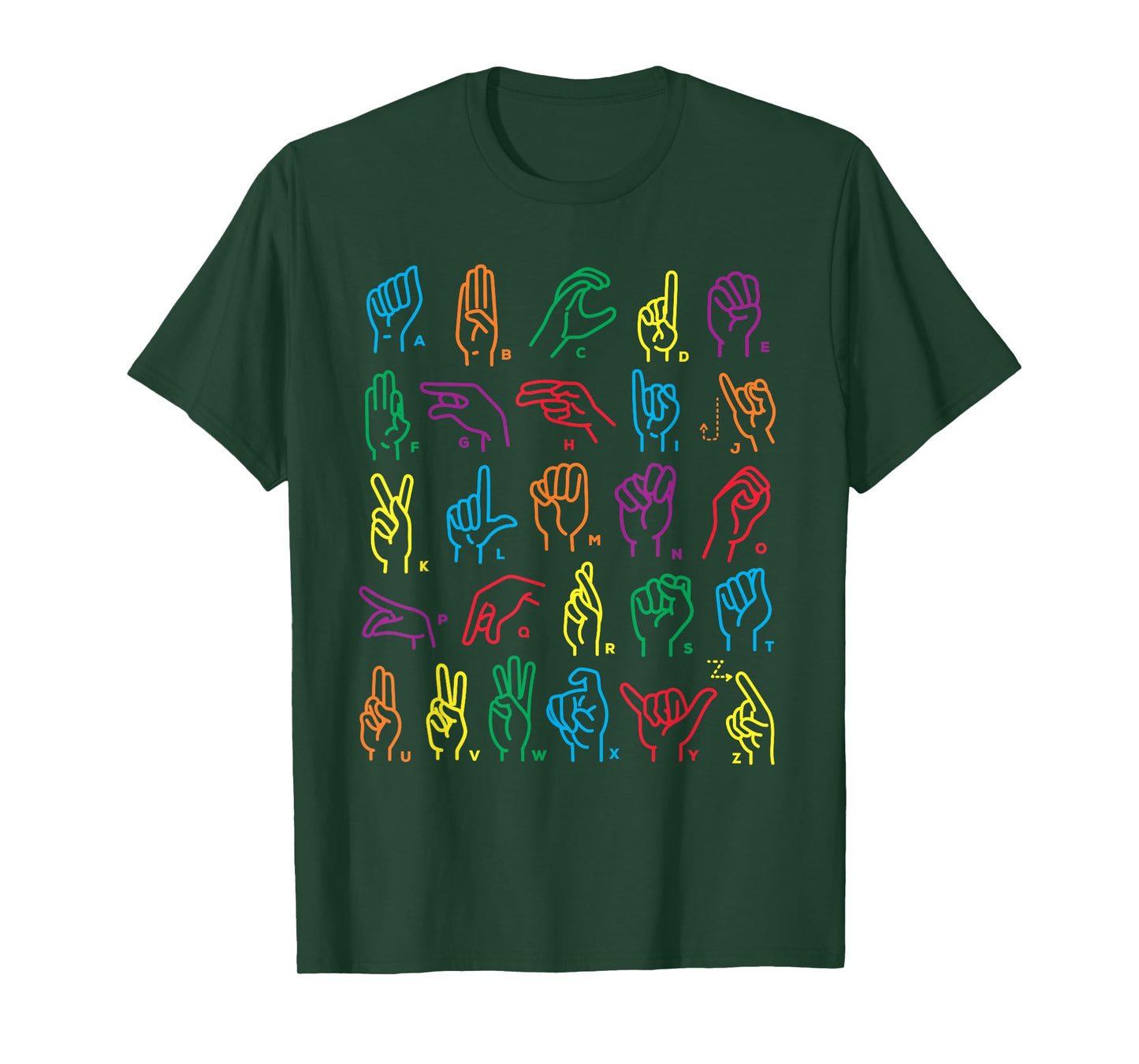 ABC Sign Language Chart Teacher Hand Letter Alphabet ASL T-Shirt