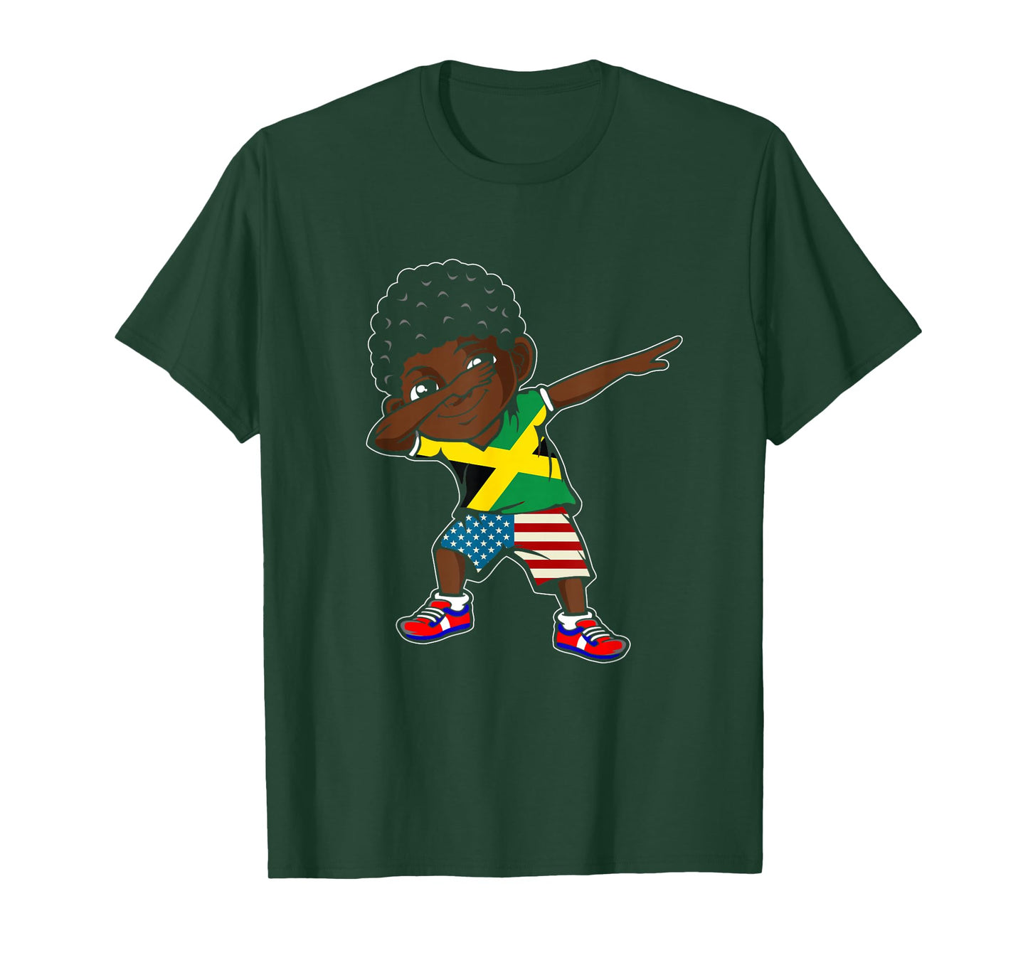 Half American Half Jamaican Boy Kid Jamaica Flag Patriotic T-Shirt