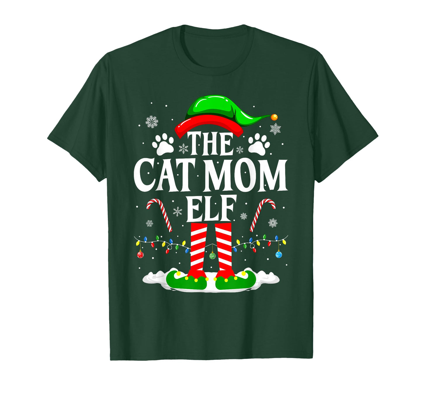 The Cat Mom Elf Xmas Funny Cats lover Christmas Cat Mom T-Shirt