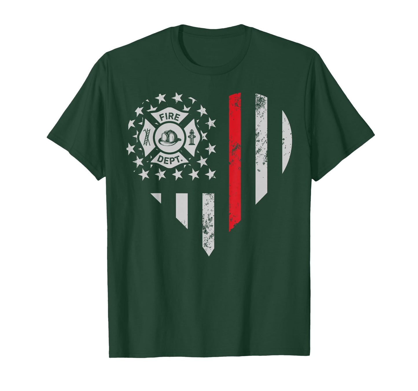 Firefighter Love Thin Red Line Heart 4th of July USA Flag T-Shirt