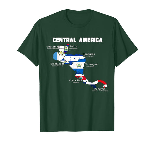 Central American Map, flags of Central America, Mesoamerica T-Shirt
