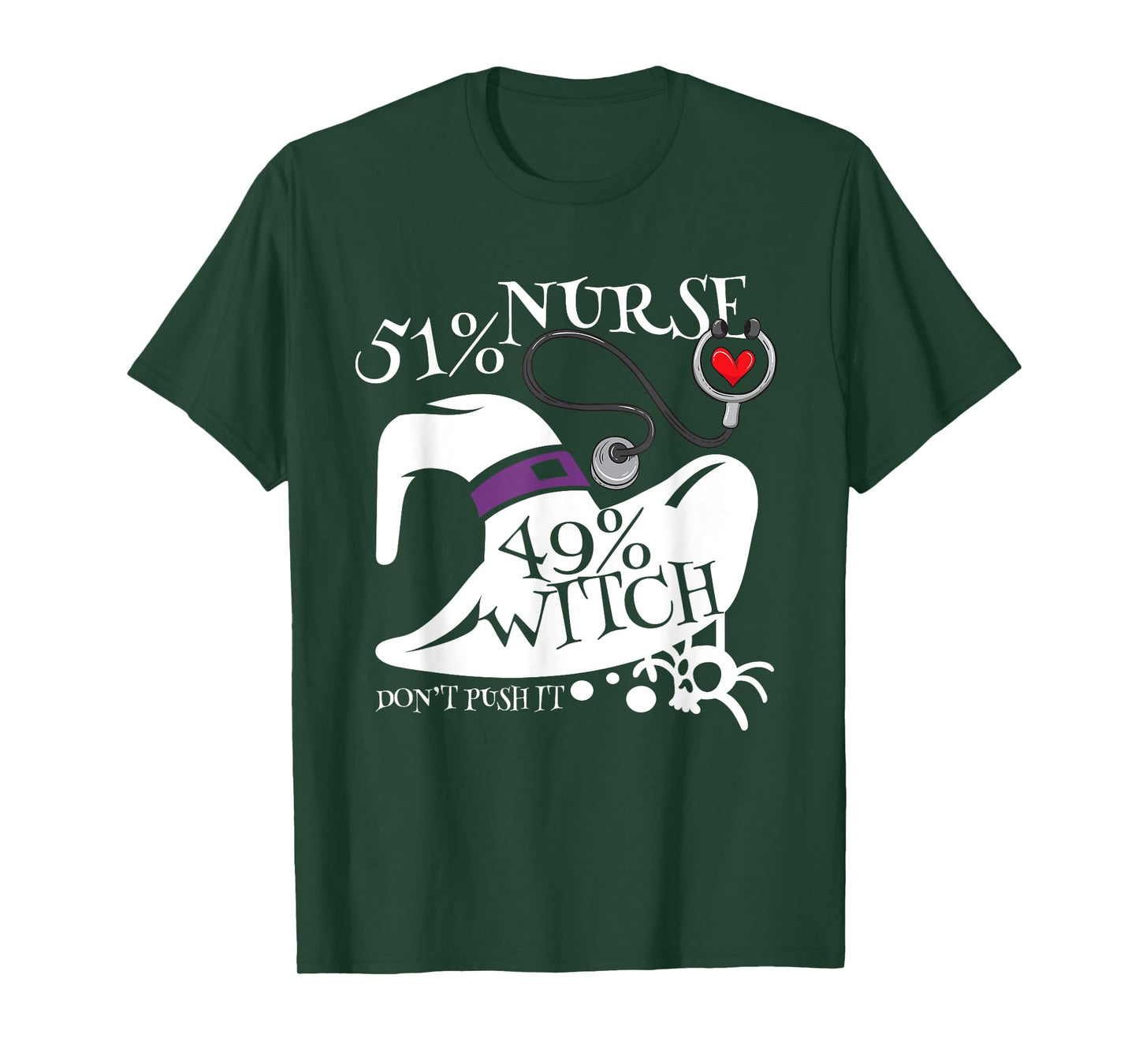 51% Nurse 49% Witch Funny Halloween Speelbind Nurse T-Shirt