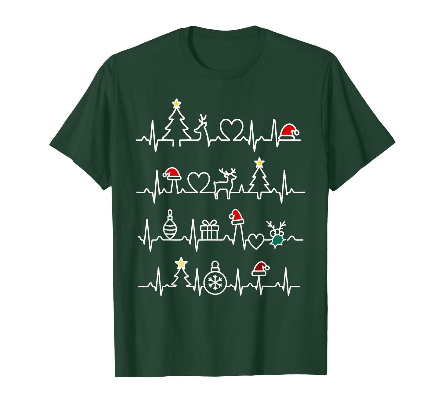 Christmas EKG Heartbeat Cardiologist Cardiology Heart Women T-Shirt