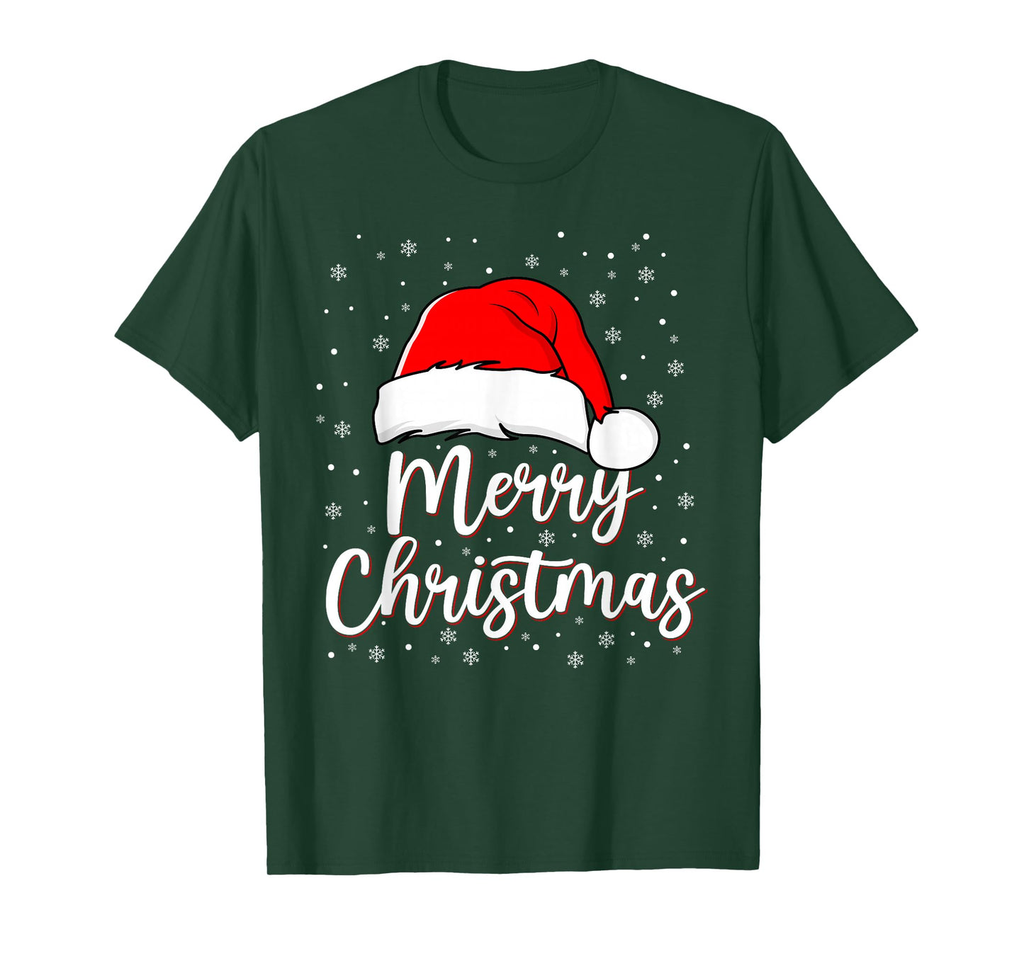 Merry Christmas Lights Santa Hat Xmas Family Matching Pajama T-Shirt