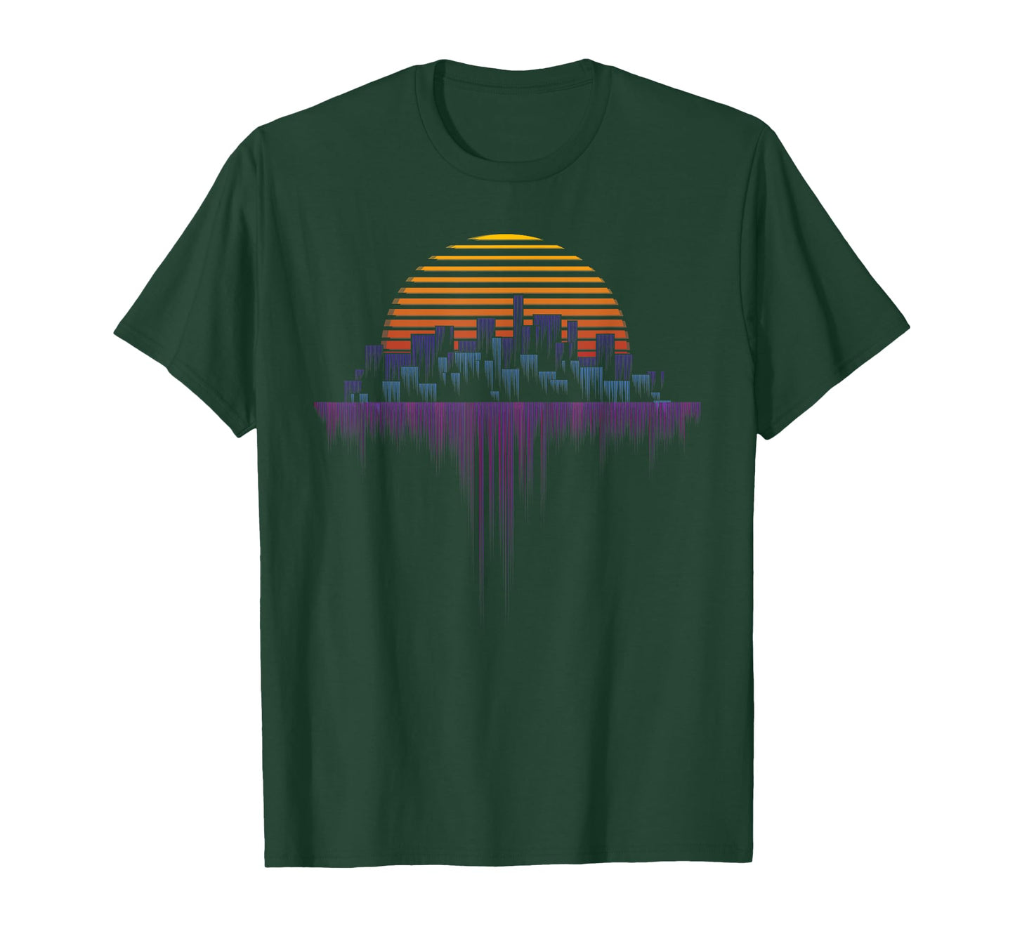 synthwave outrun vaporwave city sunset aesthetic t shirt T-Shirt