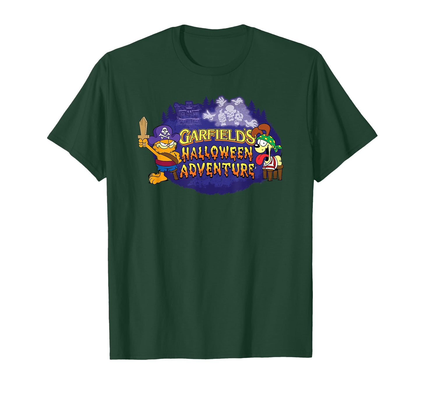 Garfield Halloween Adventure Pirate Cat and Dog Cartoon T-Shirt