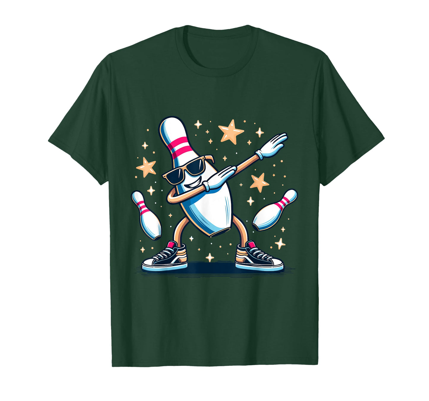 Bowling Pin Dabbing Sunglasses Bowler Player Kids Boys Men T-Shirt