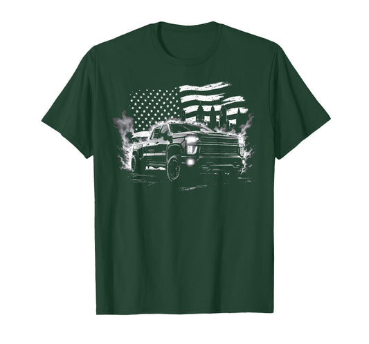 Silverado 2500 Crew Cab Truck Fourth Gen Patriotic Flag City T-Shirt
