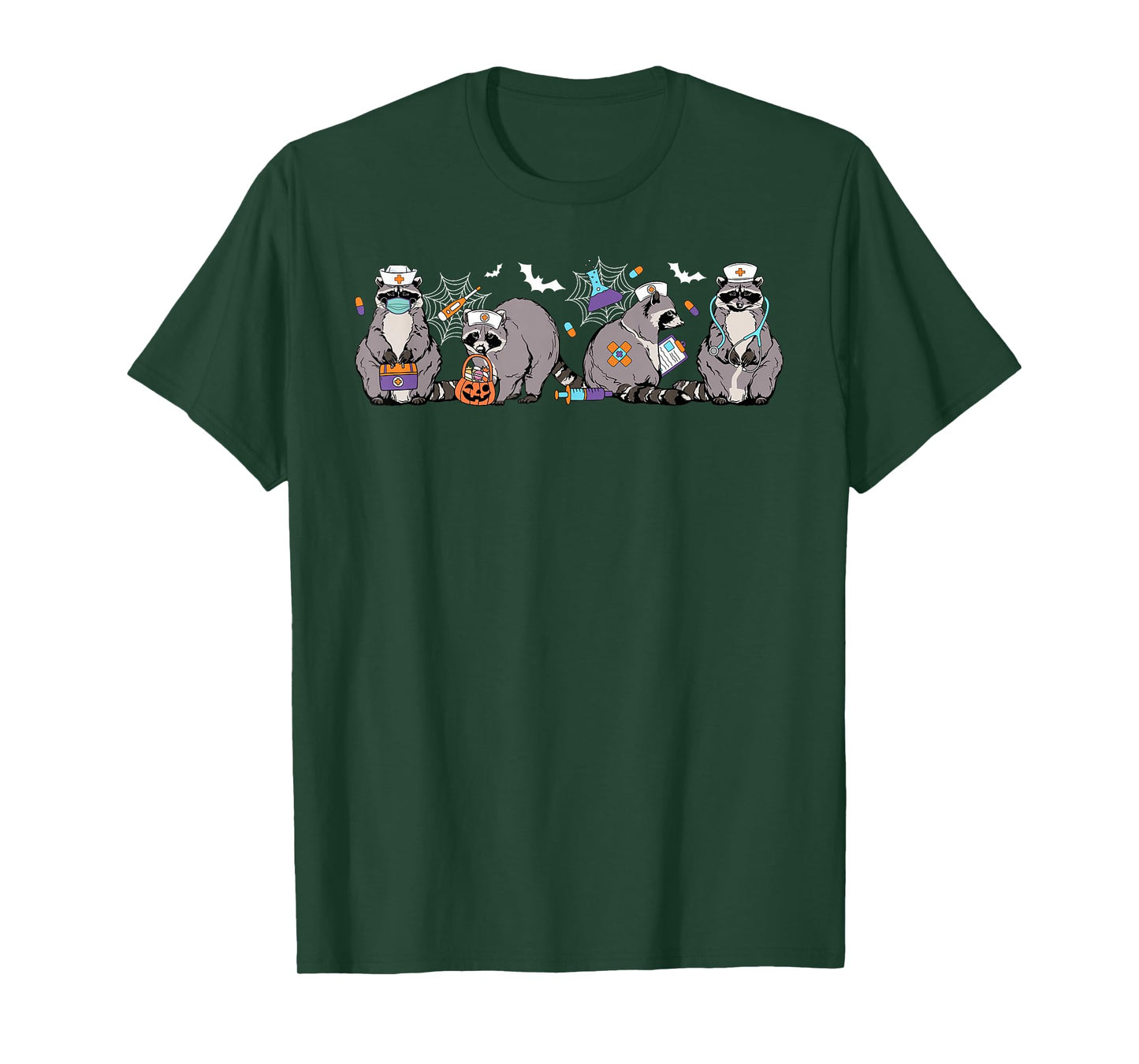 Cute Nurse Raccoon Halloween T-Shirt