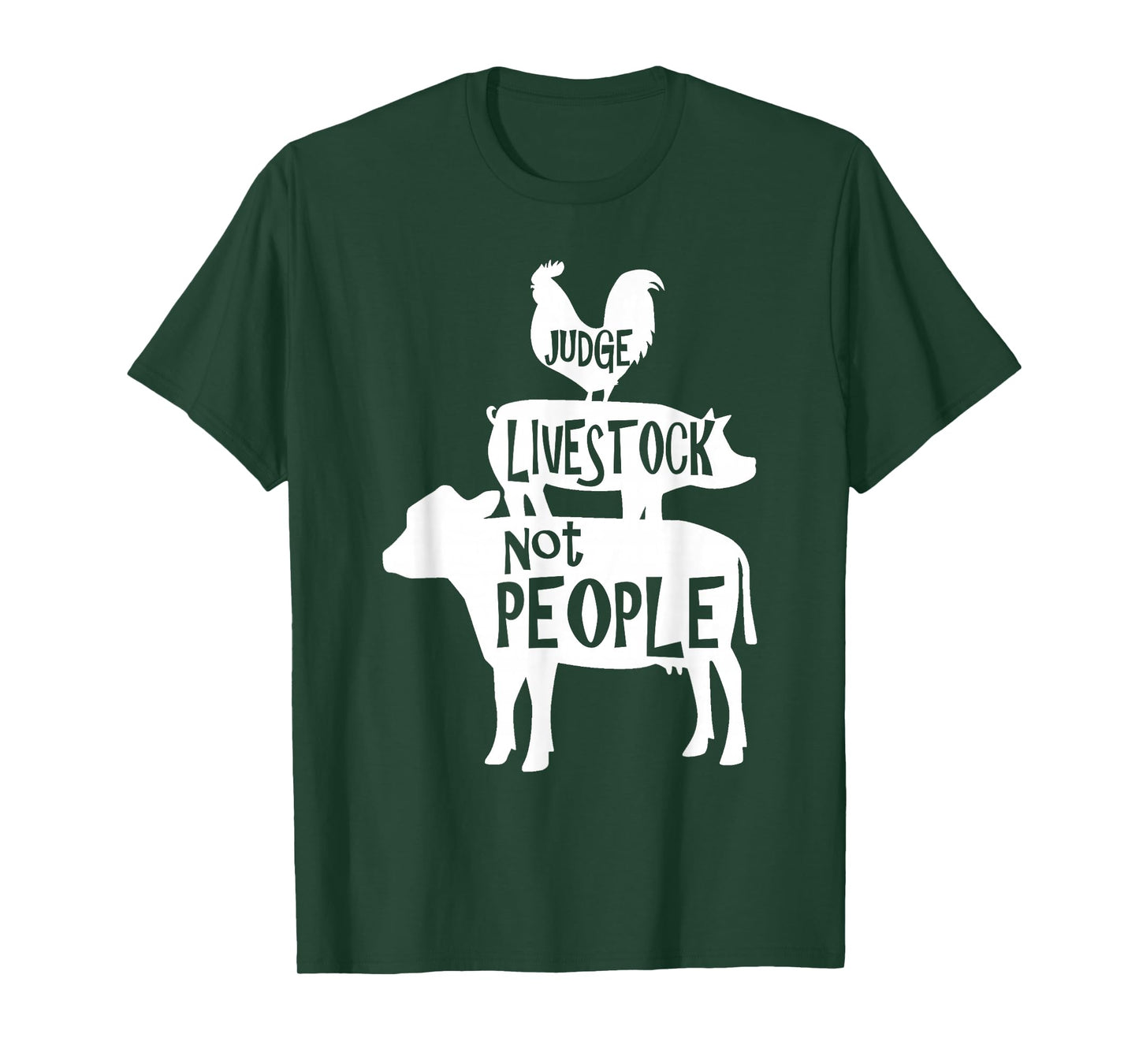 County Fair Designs Judge Livestock Not People Chicken Pig Beef T-Shirt - Black - Men's Small - Short Sleeve - Classic Fit - Cotton 65% Polyester 35%