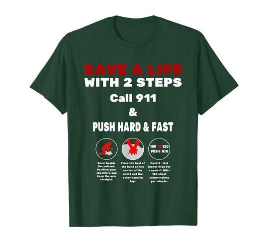 CPR Instructor t-shirt, hands only instructions T-Shirt