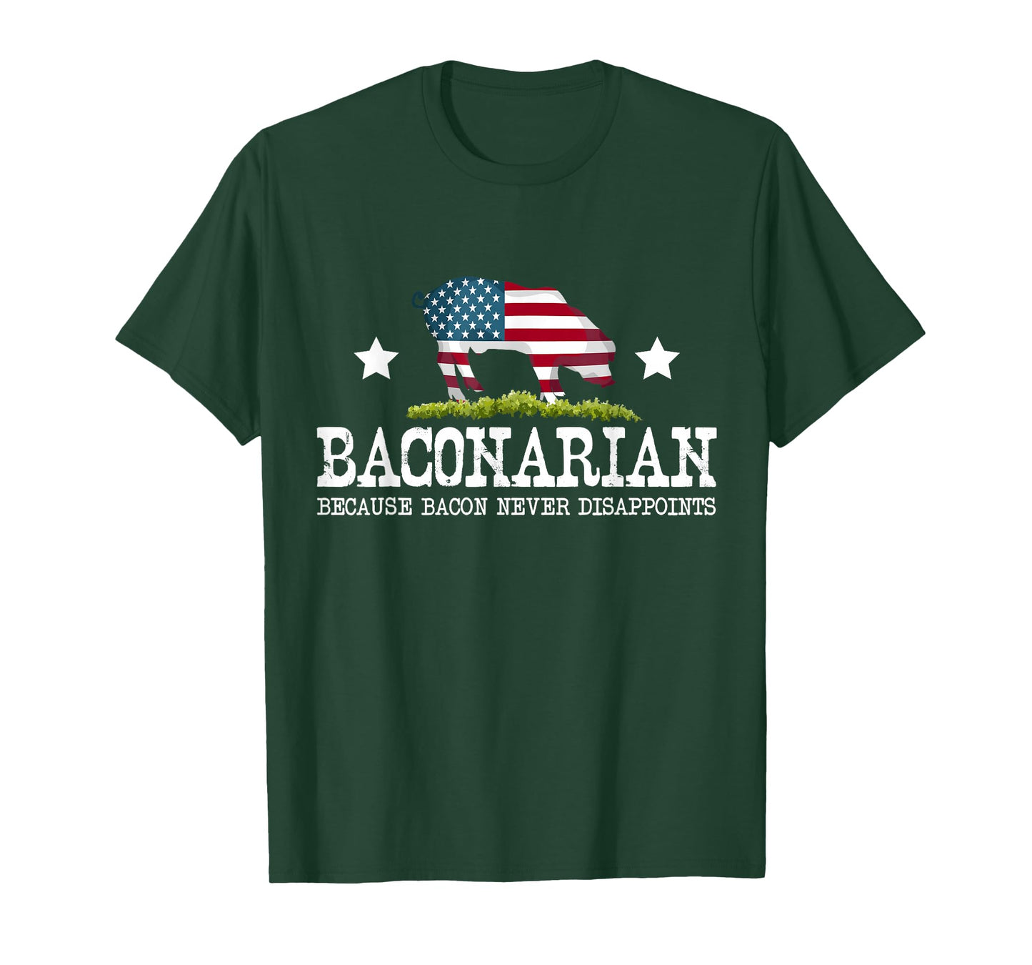 Patriotic Bacon Lover Men Pig Meat Barbecue BBQ Bacon T-Shirt