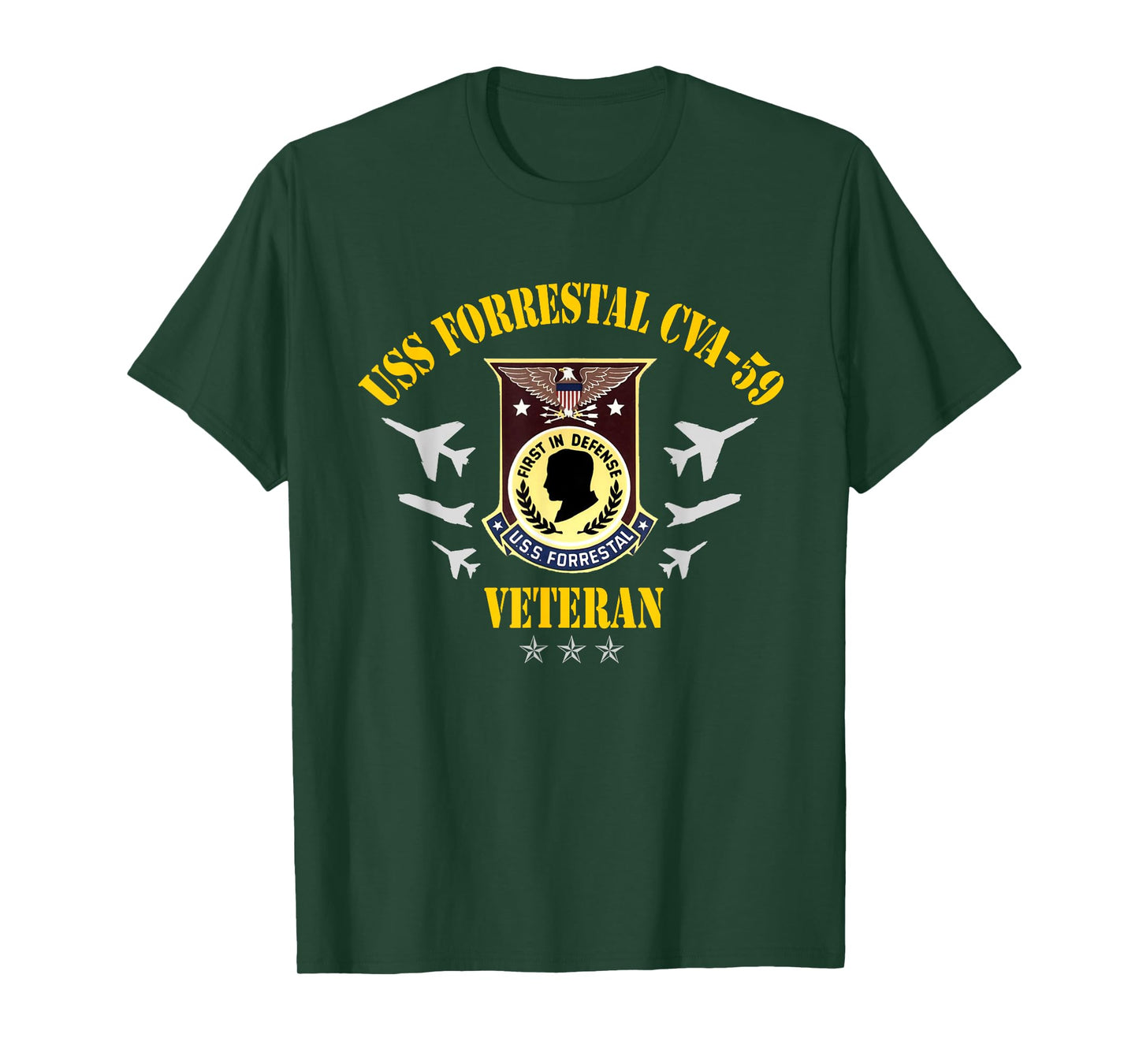 USS Forrestal CVA-59 Aircraft Carrier Veteran Patriotic T-Shirt
