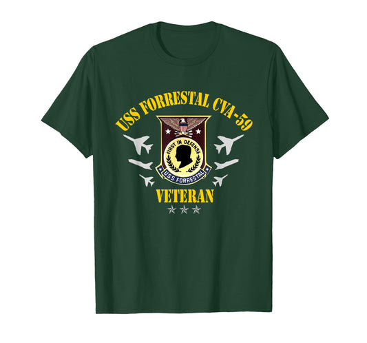 USS Forrestal CVA-59 Aircraft Carrier Veteran Patriotic T-Shirt