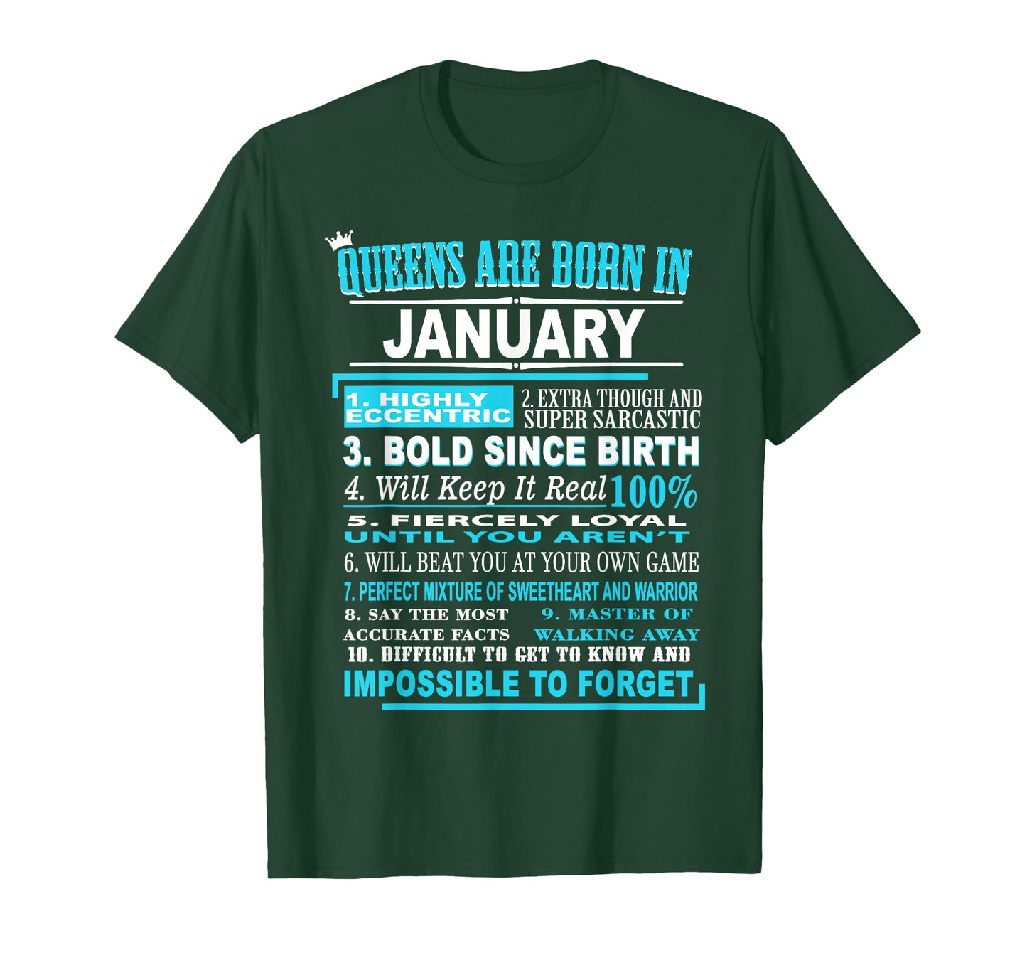 Queens are born in January - 10 Facts Born in January T-Shirt