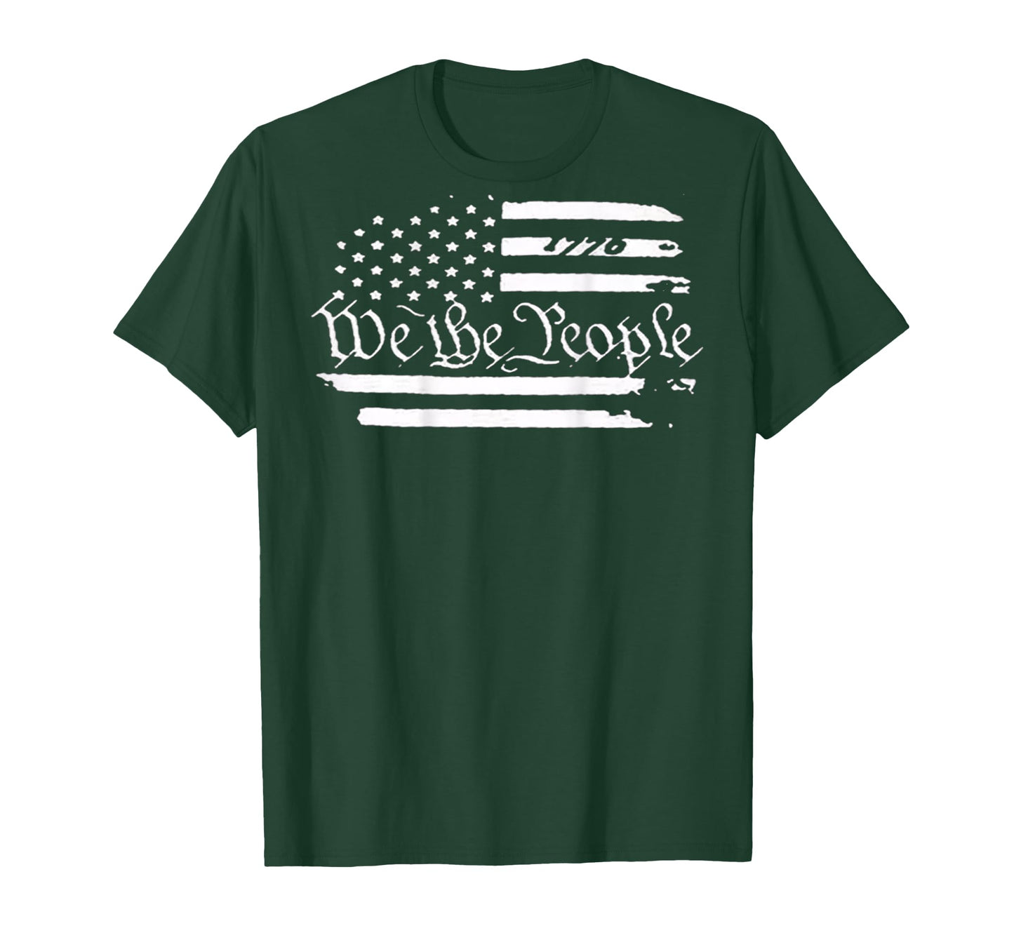 American Flag Patriotic 1776 We The People USA Print On Back T-Shirt