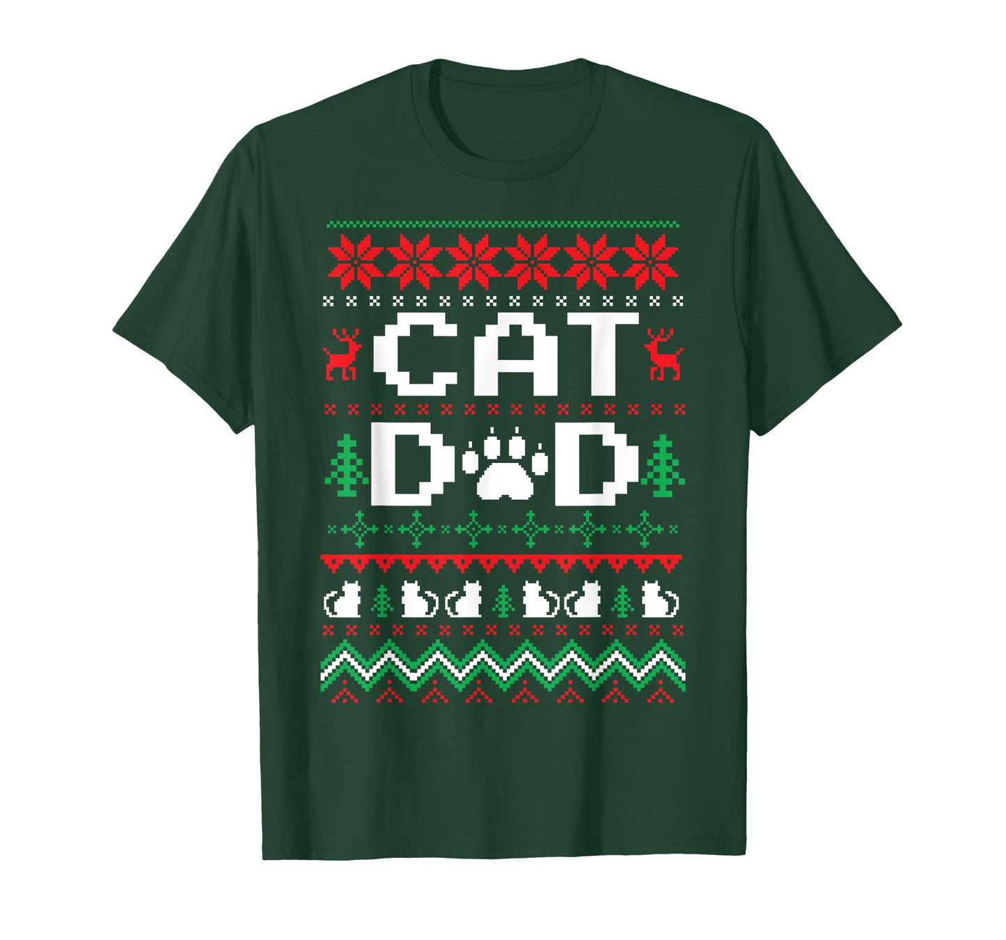 Funny Christmas Cat Dad Shirt Cats Kitten Men Women Kids T-Shirt