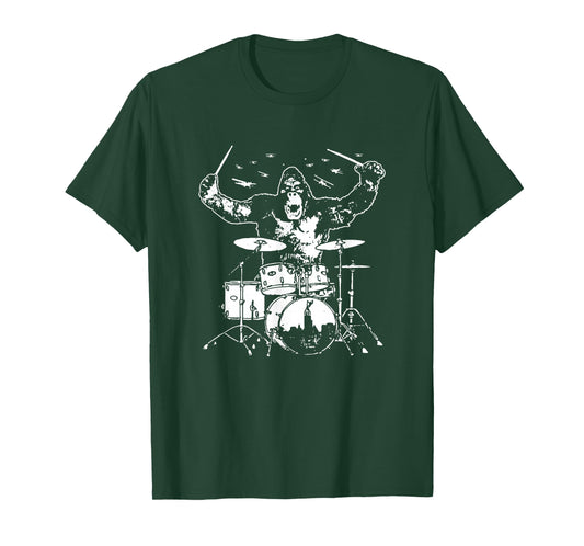 Funny King Rock Gorilla Monster Playing Drum Set Gift T-Shirt