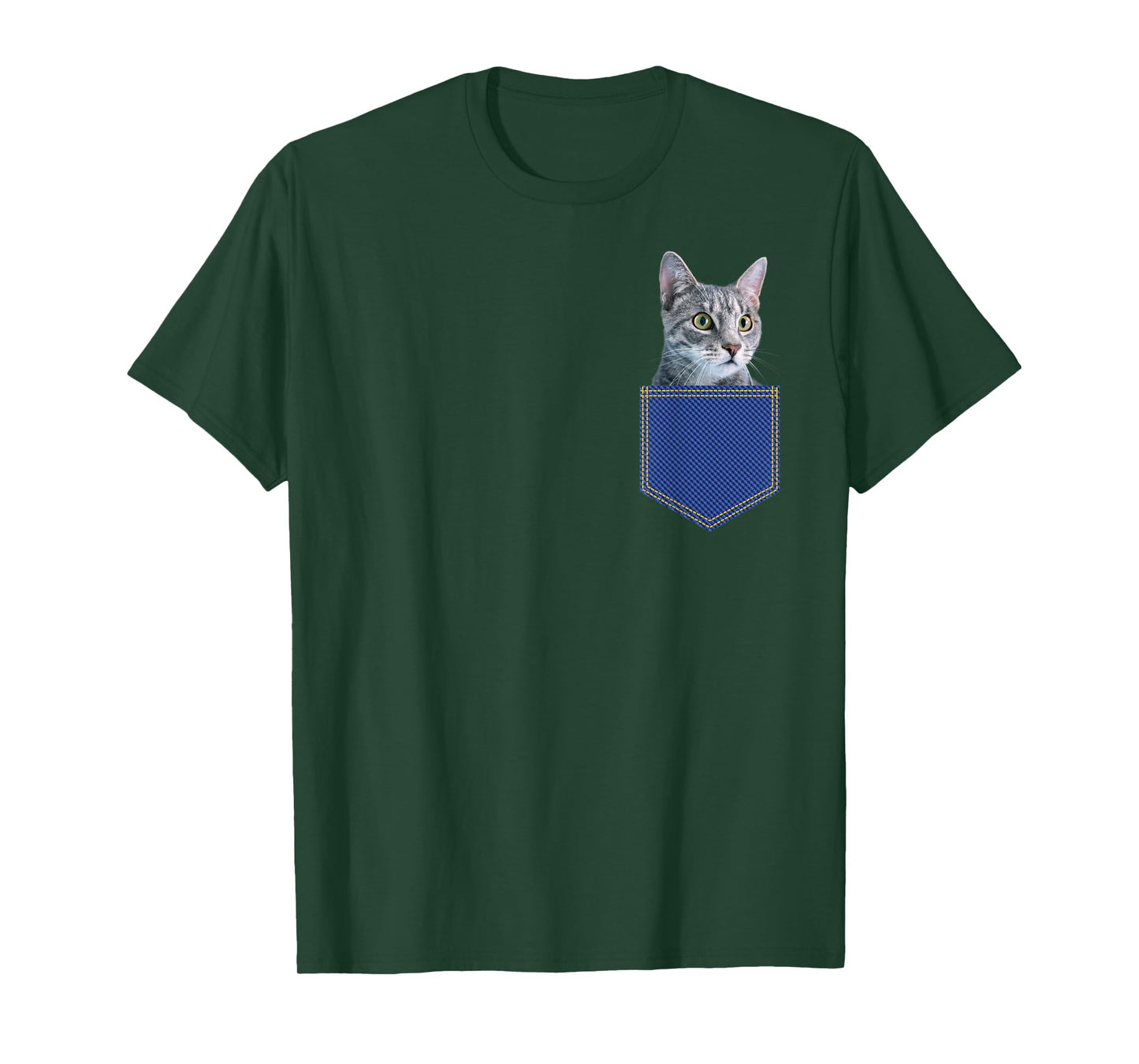 Gray Cat In A Pocket Cute Kitten Pocket Men Women Kids T-Shirt
