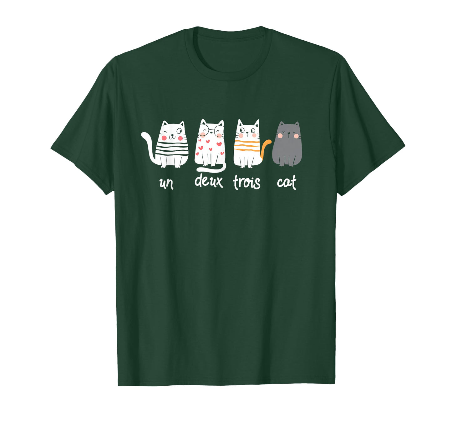 Funny French Cat Graphic Un Deux Trois Cat T-Shirt