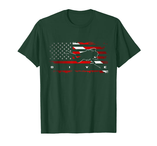 American Flag Scuba Diving Apparel - Scuba Diving T-Shirt