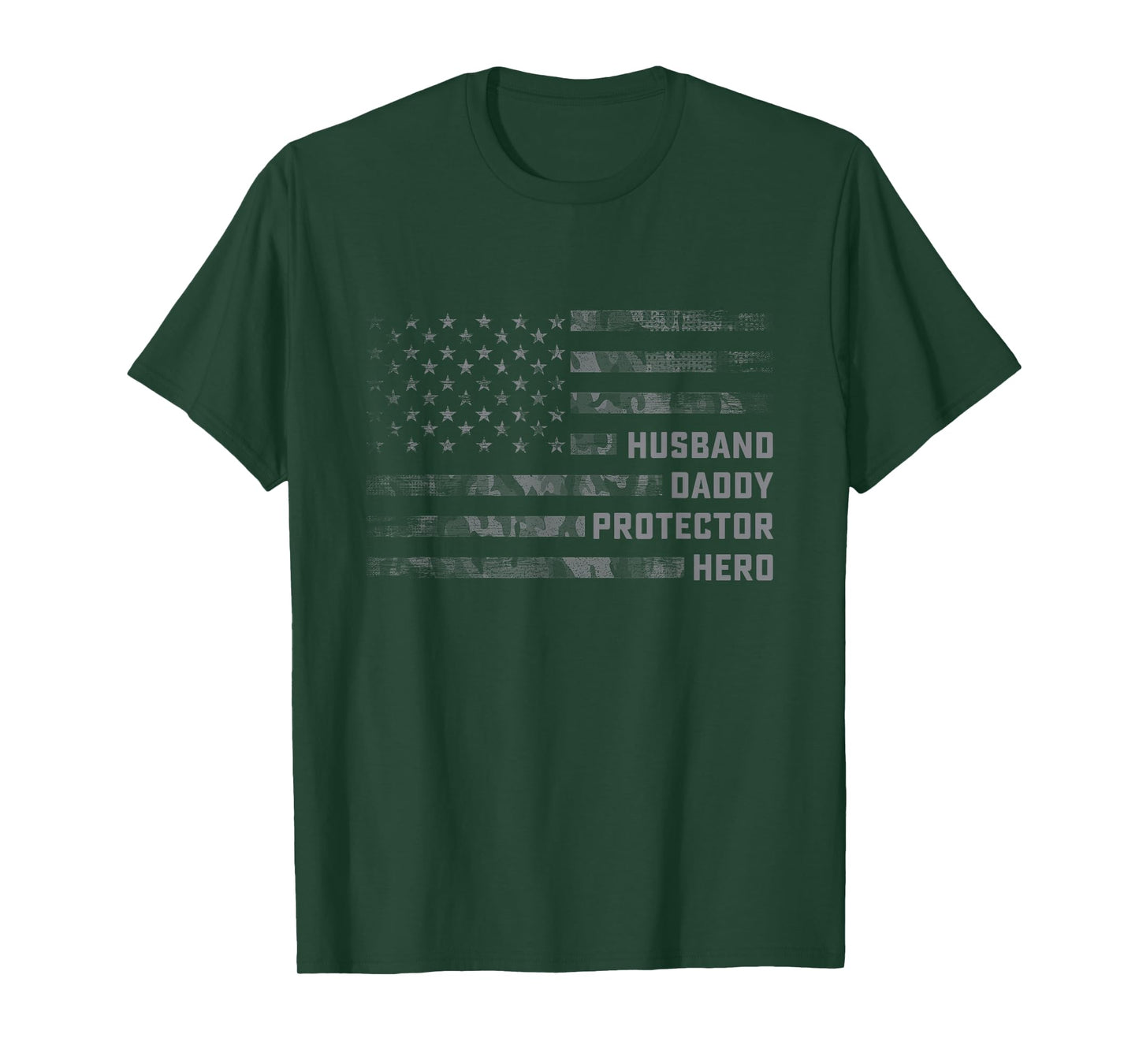 Husband Daddy Protector Hero American Flag Father's Day T-Shirt