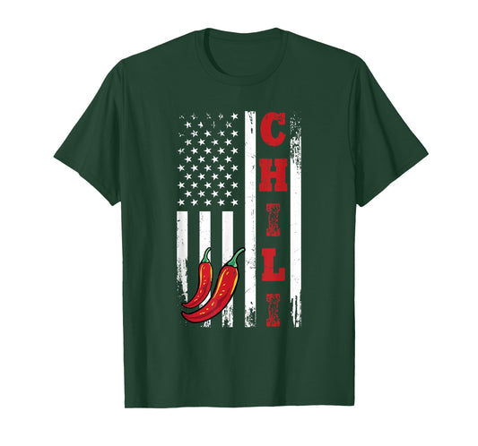 America Chili USA Flag Spicy Red Pepper 4th Of July T-Shirt