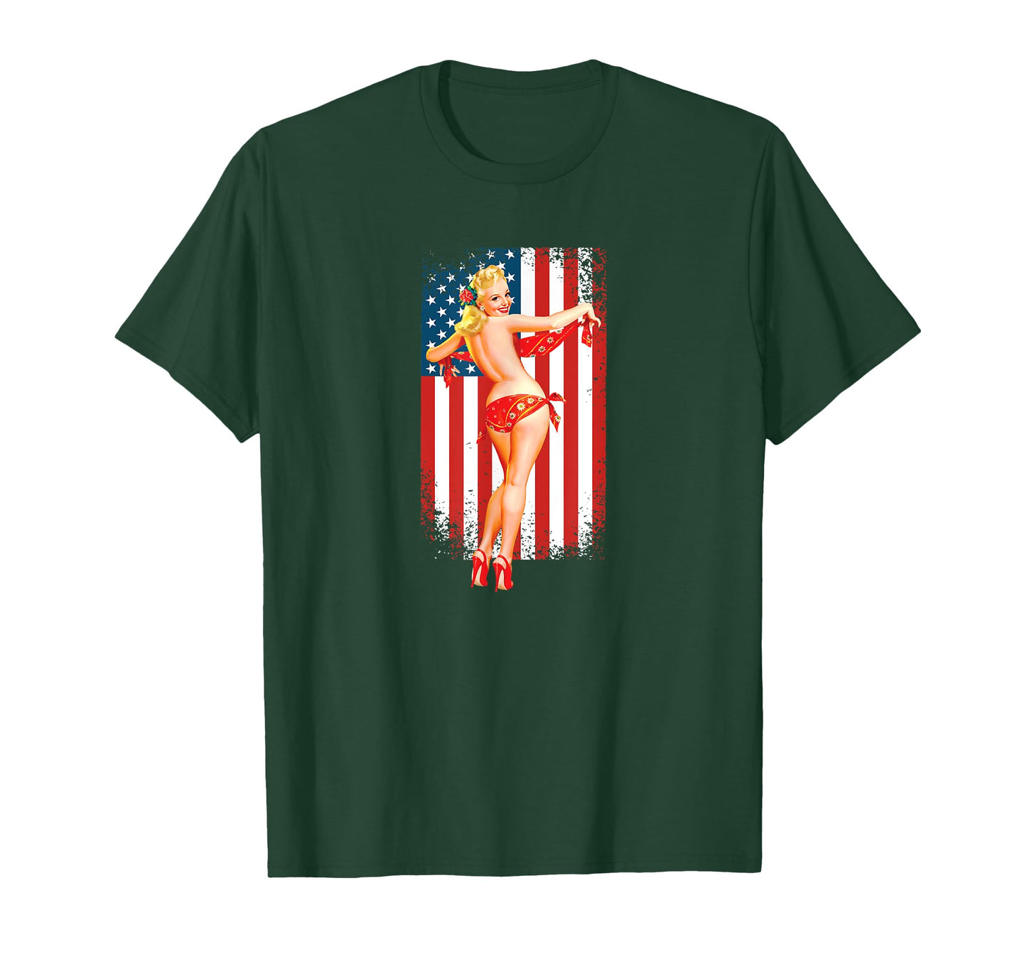 Patriotic Vintage Sexy Pinup Girl T-Shirt