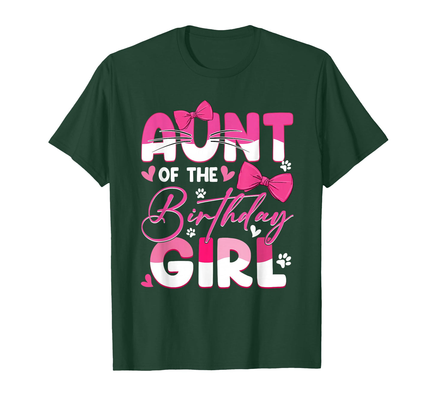 Aunt Of The Birthday Girl Cat Kitty Family Matching T-Shirt
