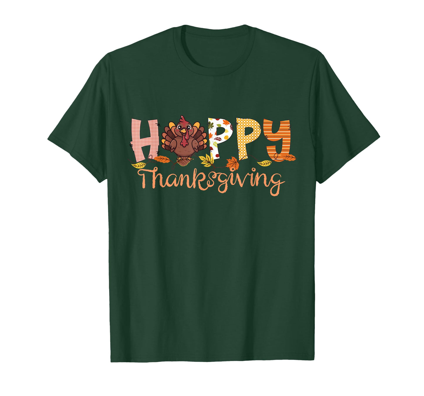 Happy Thanksgiving Cute Turkey Fall Leaves T-Shirt