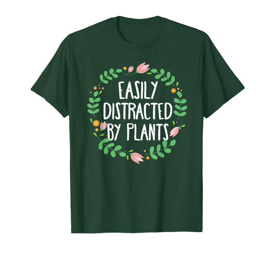 Cute Easily Distracted By Plants Gardening Gift T-Shirt
