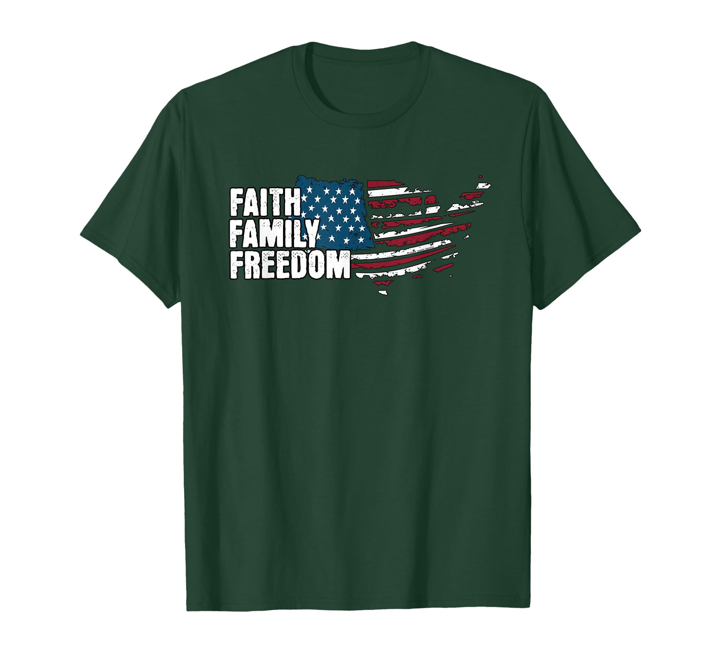 Patriotic Faith Family Freedom Grunge Flag 4th of July T-Shirt