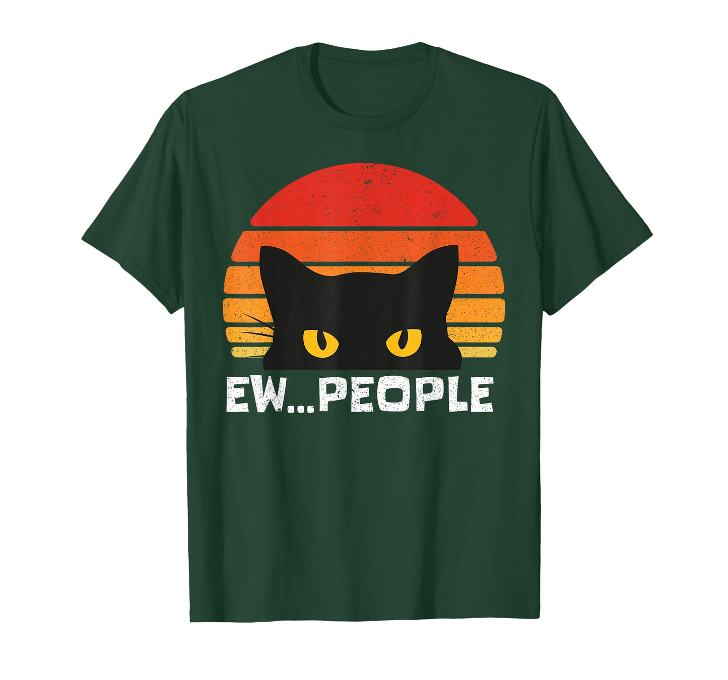 Ew People Retro Funny Black Cat Gifts Anti Social Men Women T-Shirt