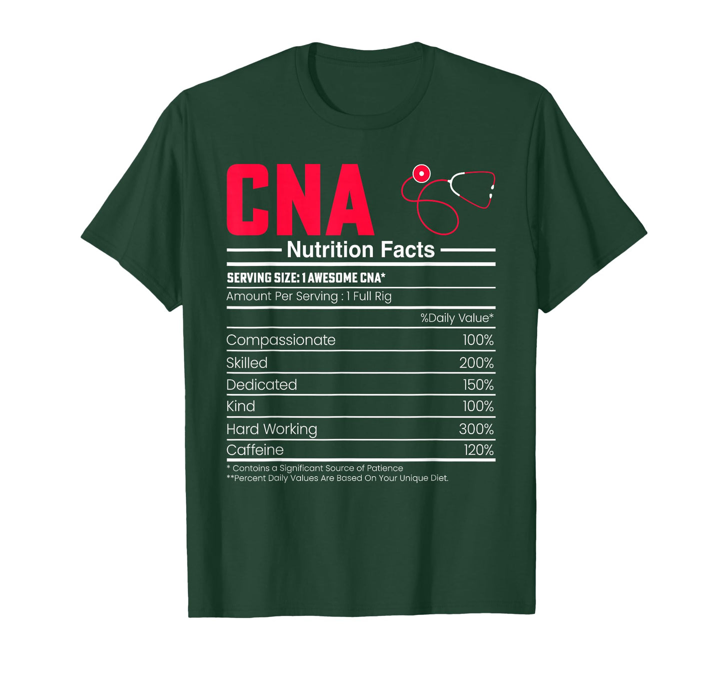 CNA Nutrition Facts - Funny Certified Nurse Assistant CNA T-Shirt