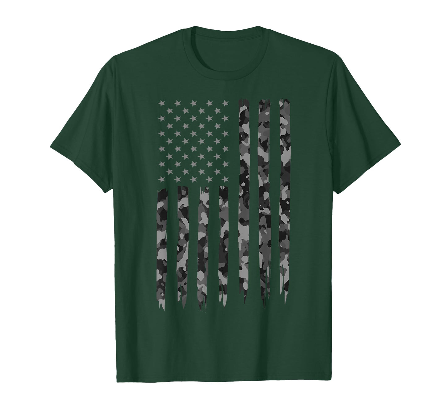 Camo American Flag - Gray American Flag Camo T-Shirt