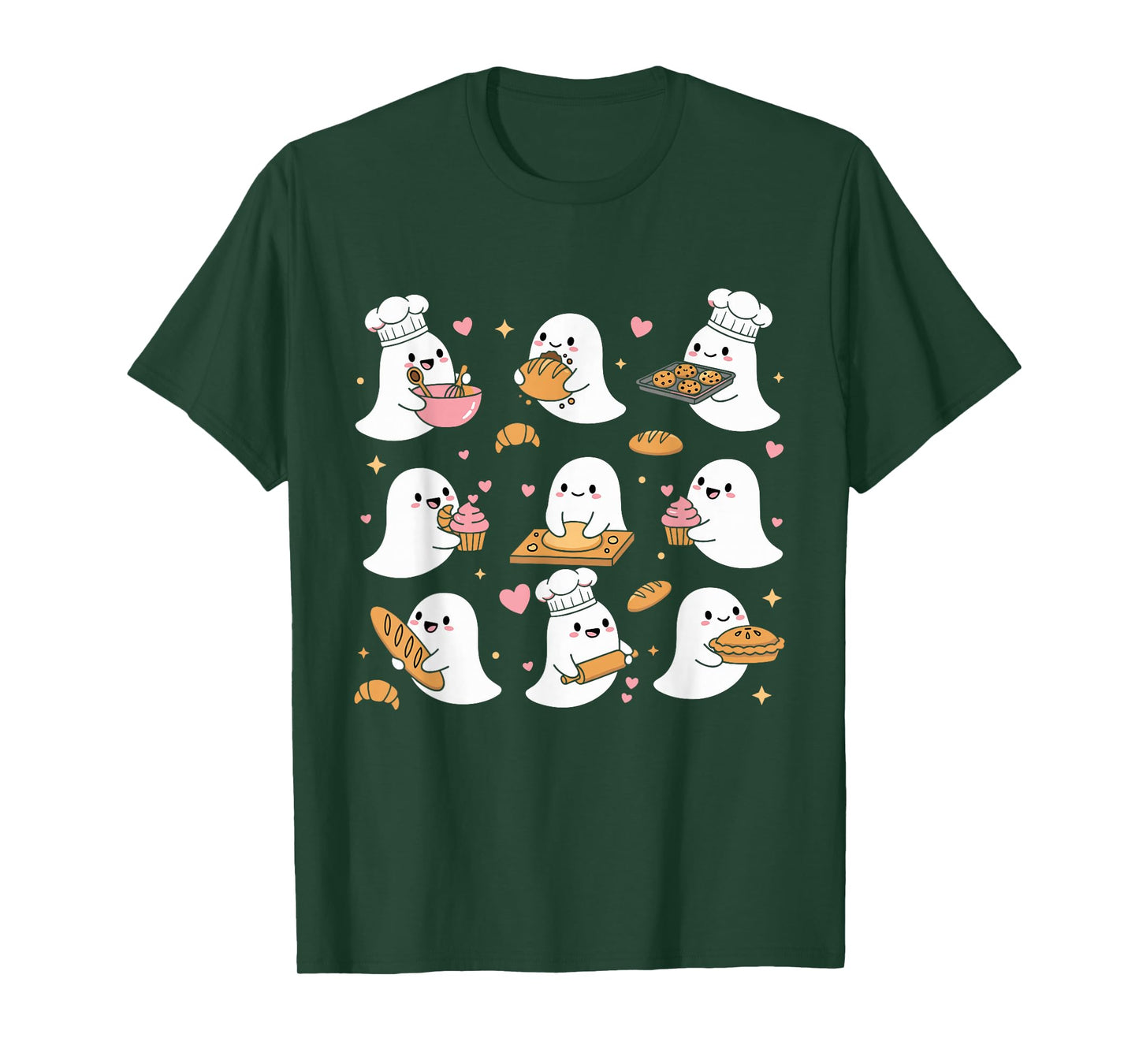 Cute Ghosts Cooking Sourdough Bread Homemaker Baking Baker T-Shirt