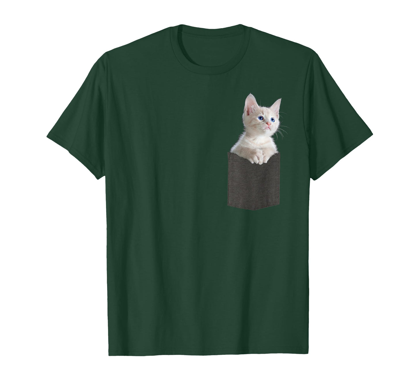 White Kitten Cat in Pocket with Blue Eyes Cute Cat T-Shirt