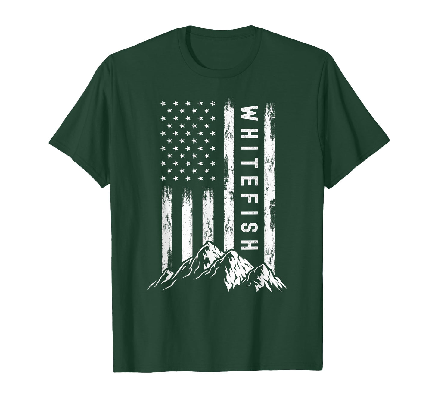 Patriotic Outdoors Nature Hiking Mountains Montana Whitefish Women Kids Men T-Shirt