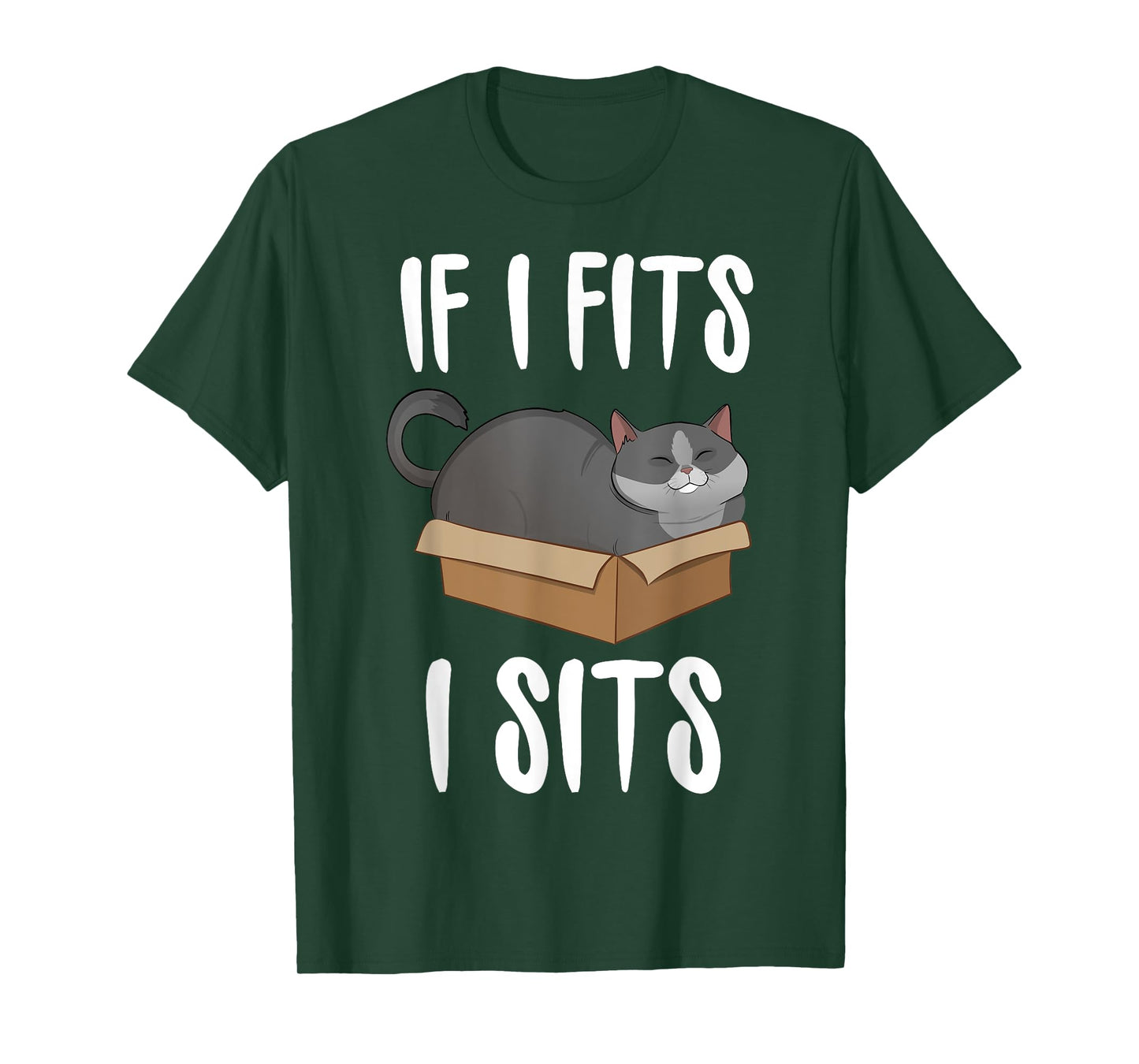 If I Fits I Sits Cat Meme Shirt Funny Cat In A Box T-shirt Men Women Girls Kids T-Shirt