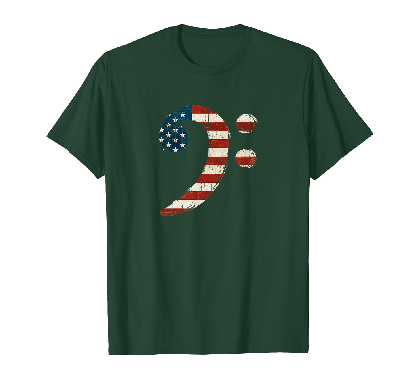 Bass Clef USA Flag Vintage T-Shirt Gift for Bass Player T-Shirt