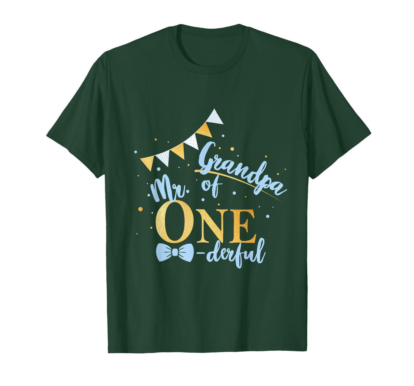 Grandpa Of Mr One-derful Party Blue-Gold Boy 1st Birthday T-Shirt